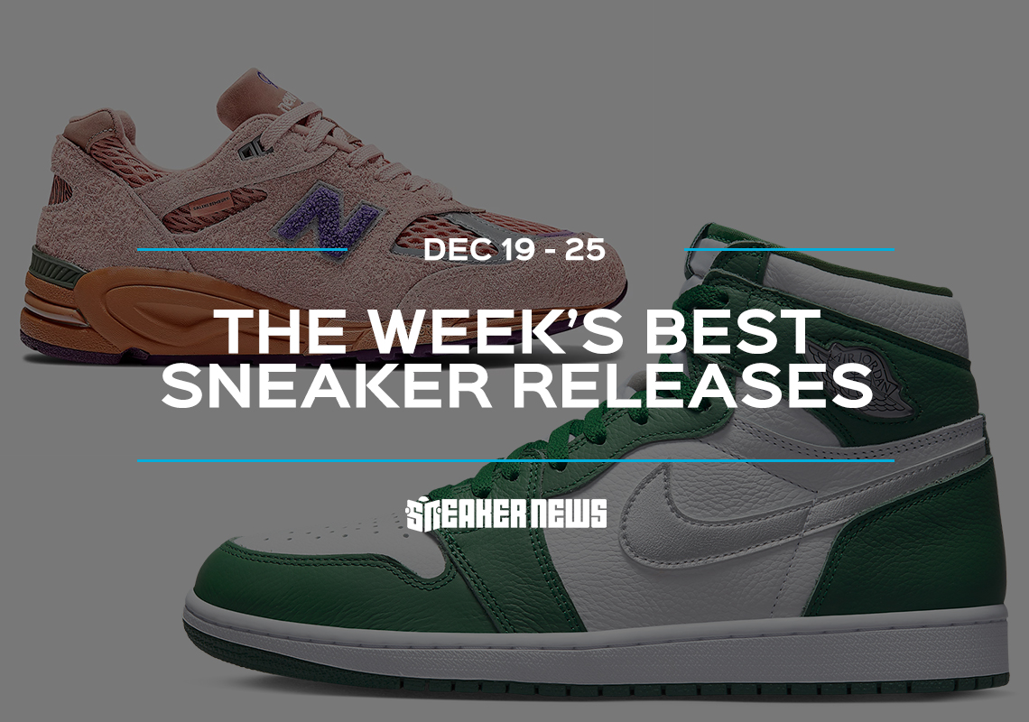 RELEASING THIS WEEK: AJ1 "Gorge Green," Stussy x Nike Air Penny 2, Salehe Bembury x New Balance 990v2, And More