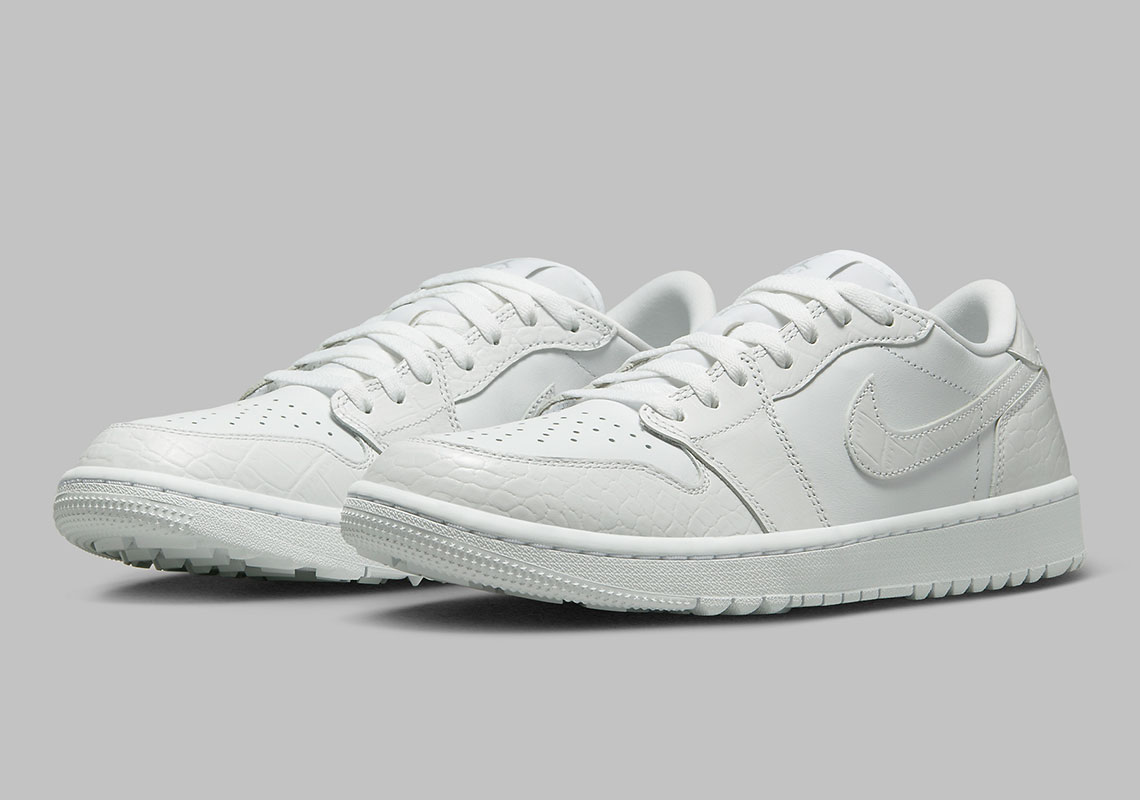 The Air Jordan 1 Low Golf Indulges In Crisp White Crocodile Leathers