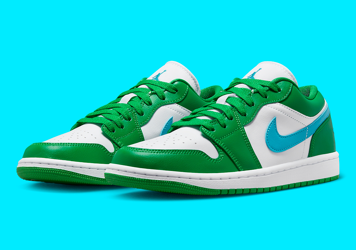 "Lucky Green" And "Aquatone" Animate This Air Jordan 1 Low