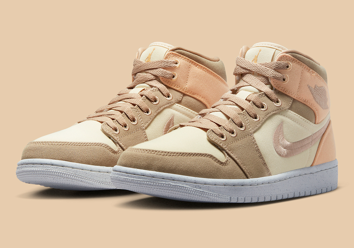 Khaki Tones Take Over This Canvas Air Jordan 1 Mid