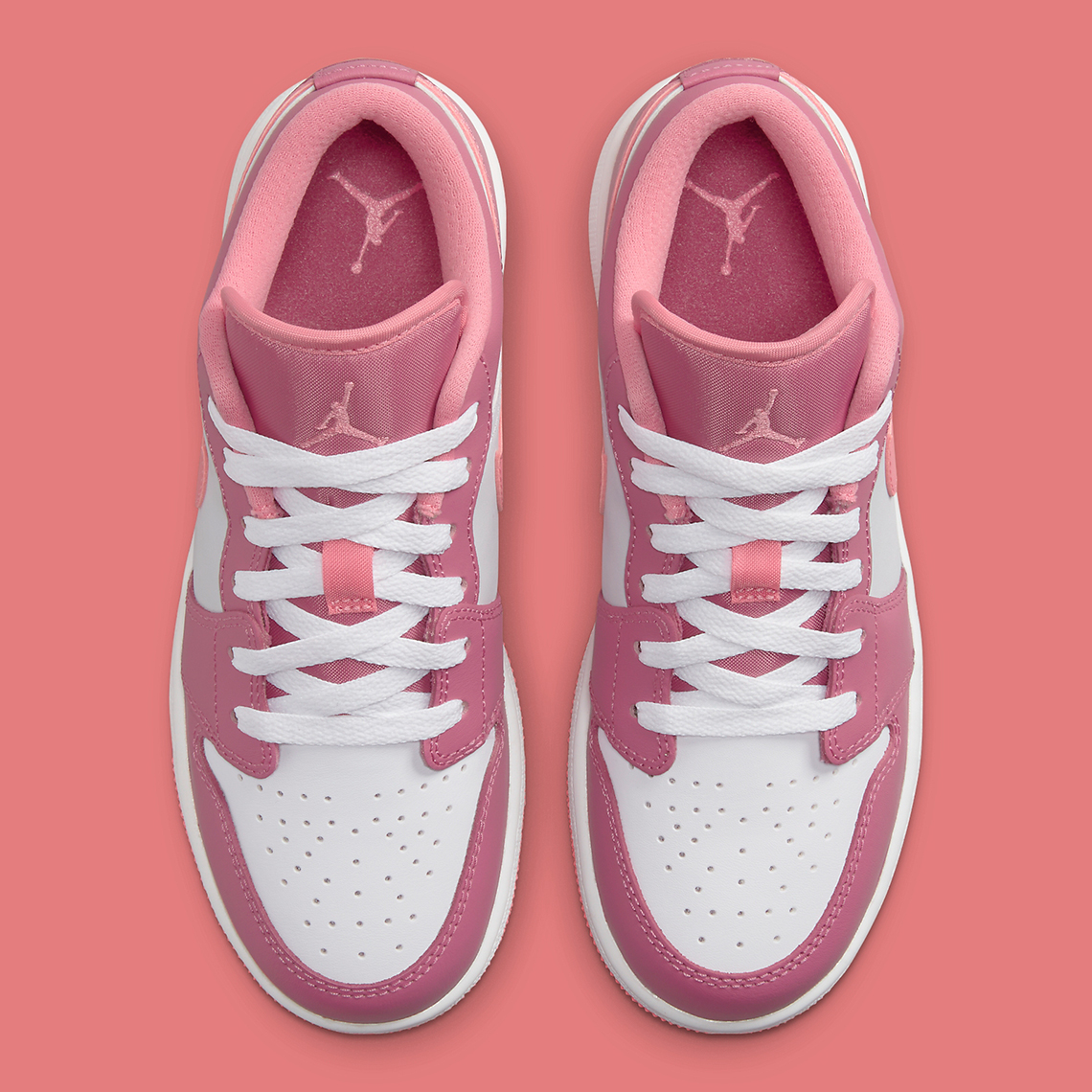 Air Jordan 1 Low Gs Desert Berry Coral Chalk White 553560 616 4