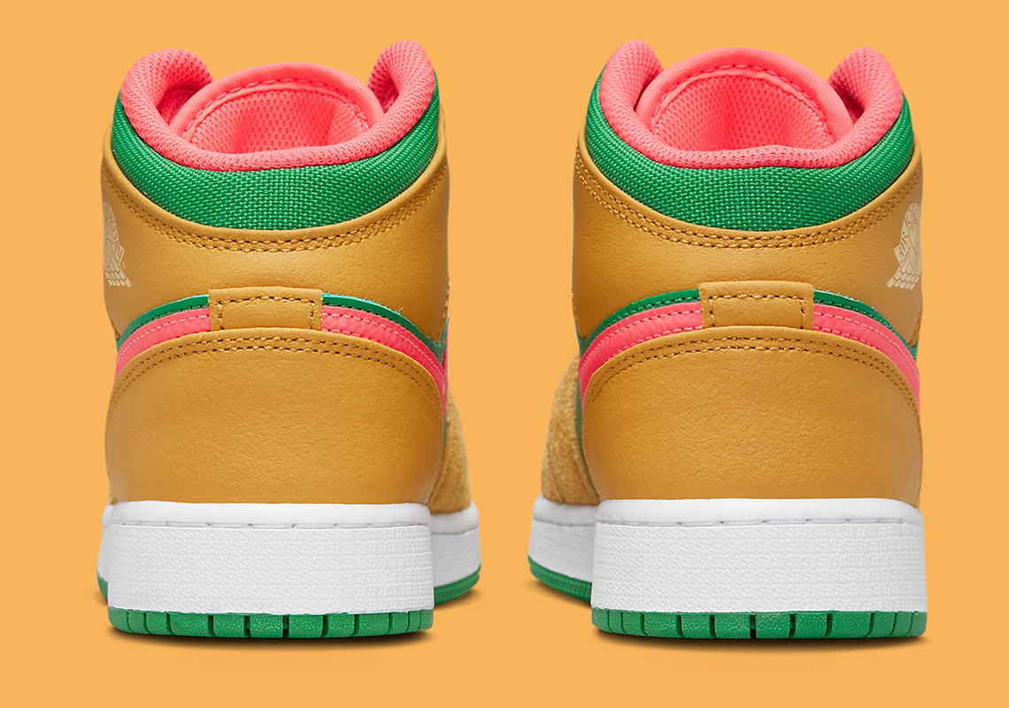 Air Jordan 1 Mid Gs Tan Green Pink Dx4365 700 3