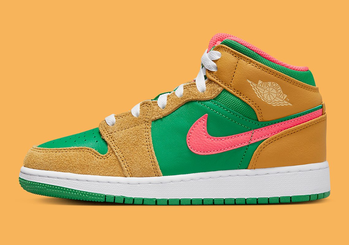 Air Jordan 1 Mid Gs Tan Green Pink Dx4365 700 6