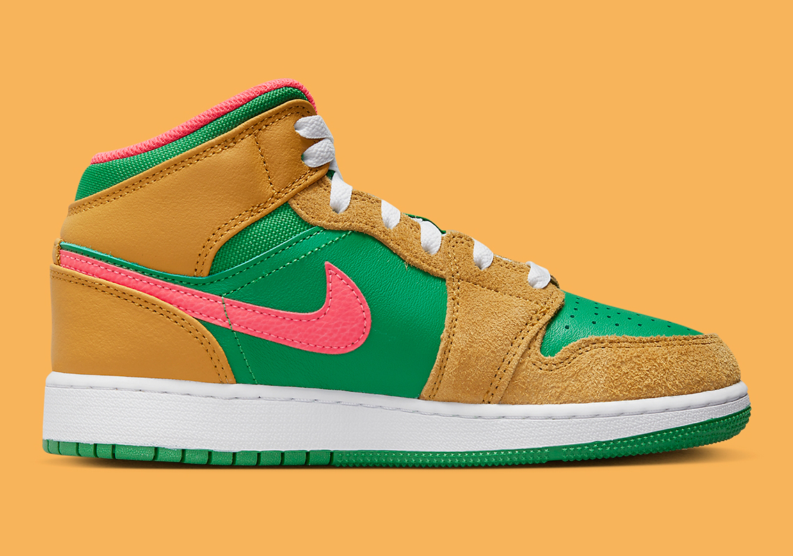 Air Jordan 1 Mid Gs Tan Green Pink Dx4365 700 8