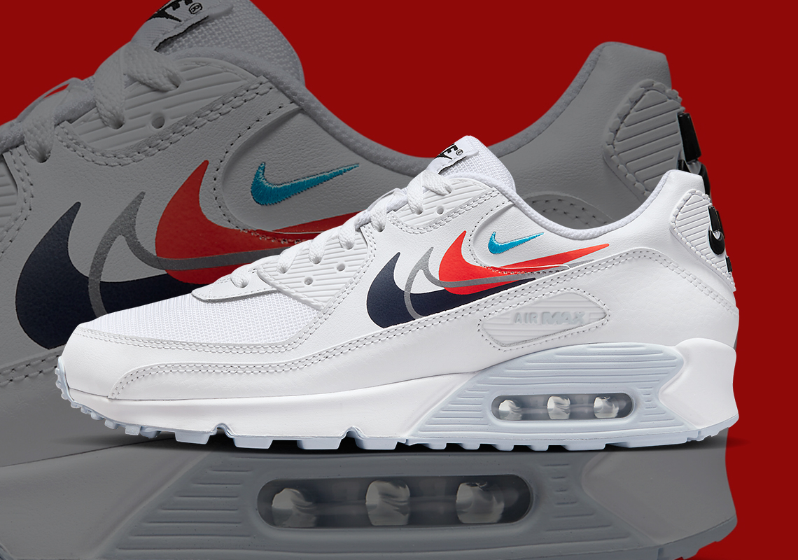 Another "White"-Colored Nike Air Max 90 Appears With Multiple Swooshes