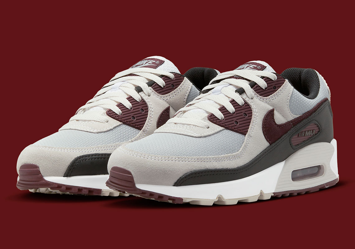 Nike Air Max 90 Wolf Grey Burgundy Crush Phantom Black Dq4071 004 3