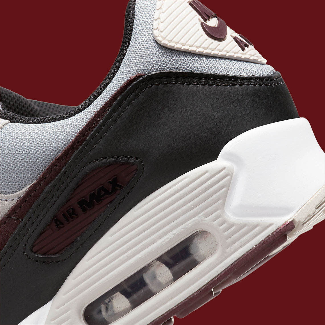 Nike Air Max 90 Wolf Grey Burgundy Crush Phantom Black Dq4071 004 6