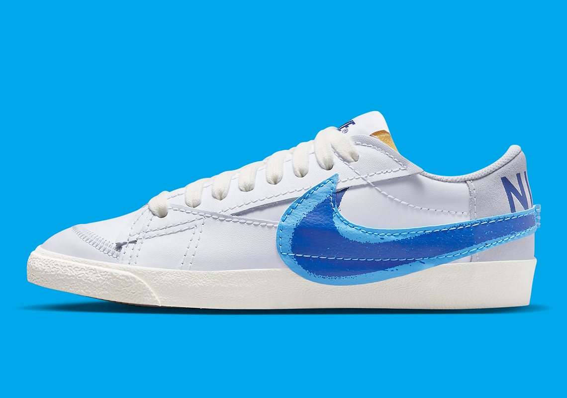 Blue Double Swooshes Animate The Next Nike Blazer Low Jumbo