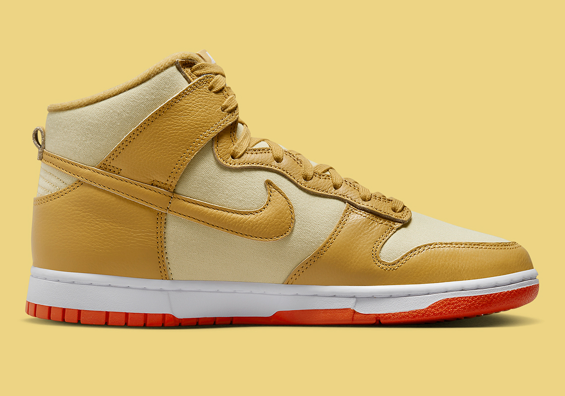 Nike Dunk High Gold Leather Canvas Red Dv7215 700 4