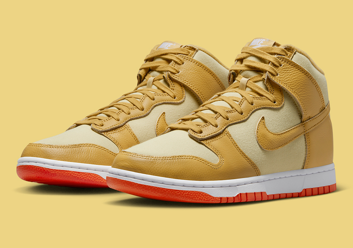 Nike Dunk High Gold Leather Canvas Red Dv7215 700 6