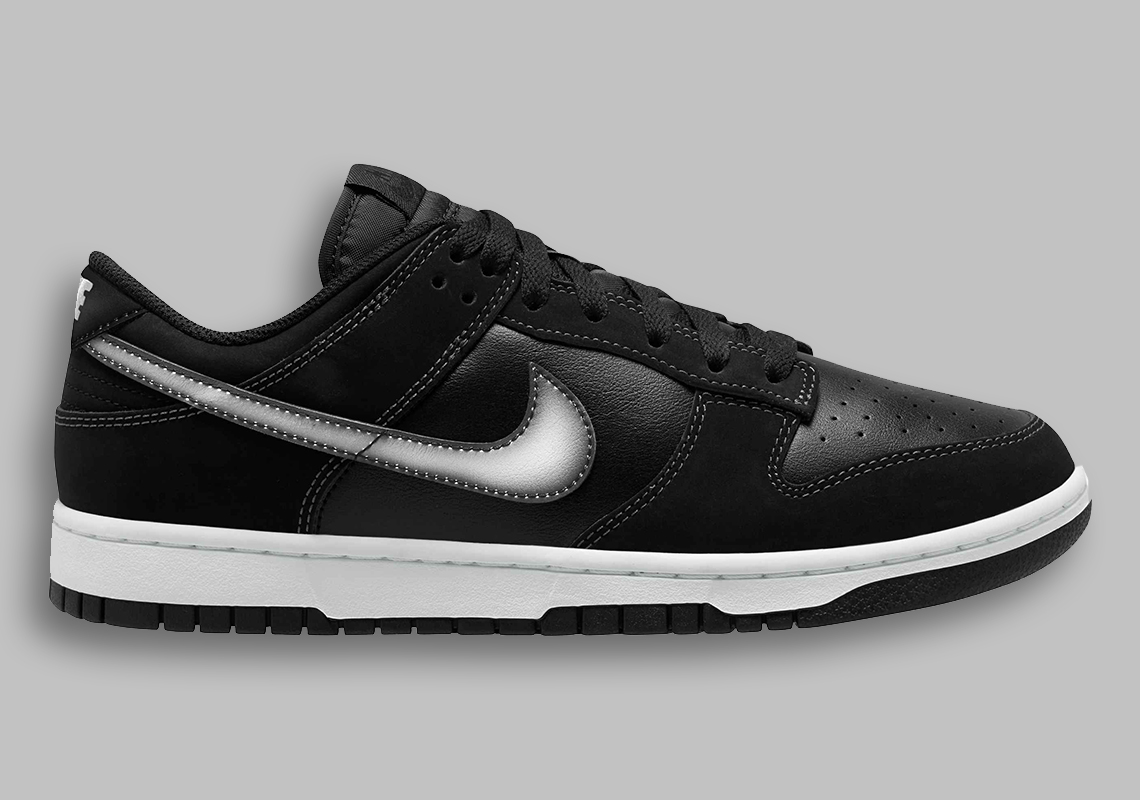 Airbrushed Swooshes Wrap This Black-On-White Nike Dunk Low