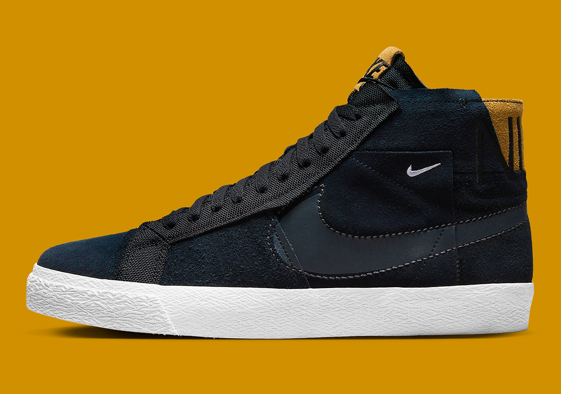 Black And Wheat Paint This Nike SB Blazer Mid's Patchwork Construction