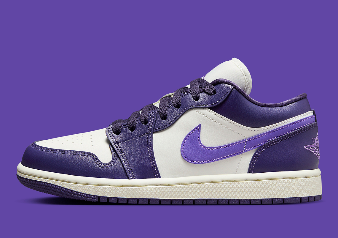 This Women's Air Jordan 1 Low Leverages Purple And Sail