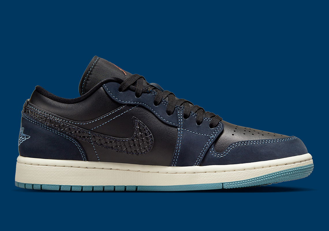 Air Jordan 1 Low Navy Black Snakeskin Fj5478 010 1