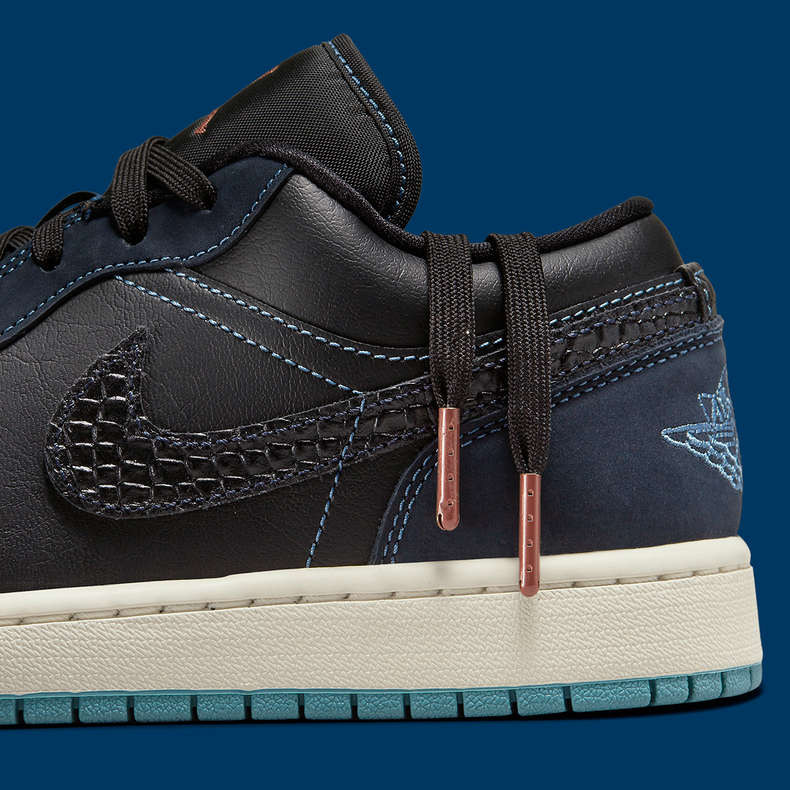 Air Jordan 1 Low Navy Black Snakeskin Fj5478 010 6