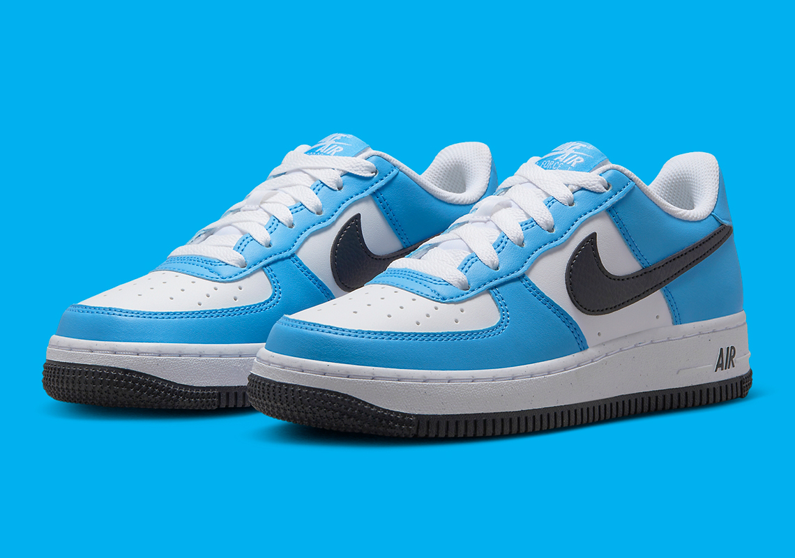 "Dark Powder Blue" And "Black" Dress Up This Kids Nike Air Force 1 Low