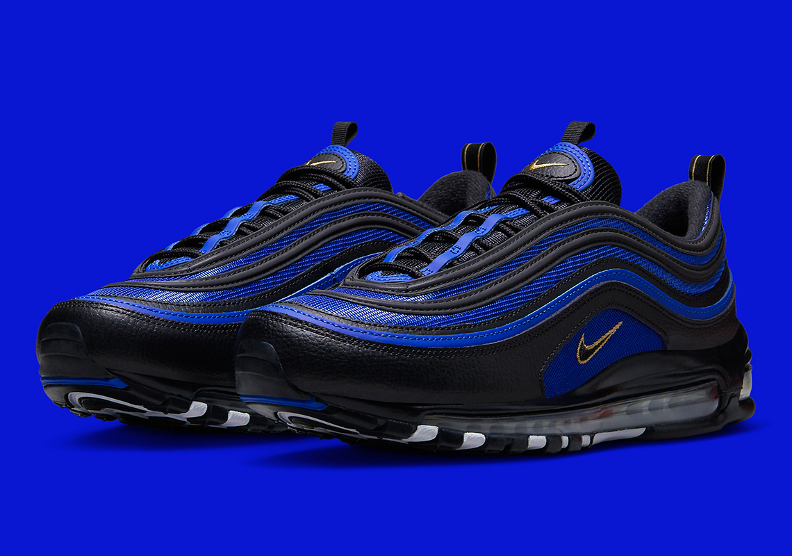 Gold Branding Rounds Out This Nike Air Max 97 "Black/Royal"