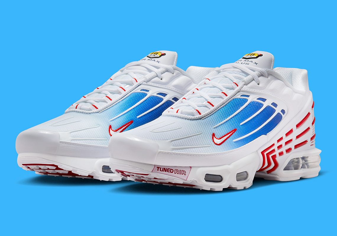 Vivid Blue Gradient Casts USA Themes Across The Nike Air Max Plus 3