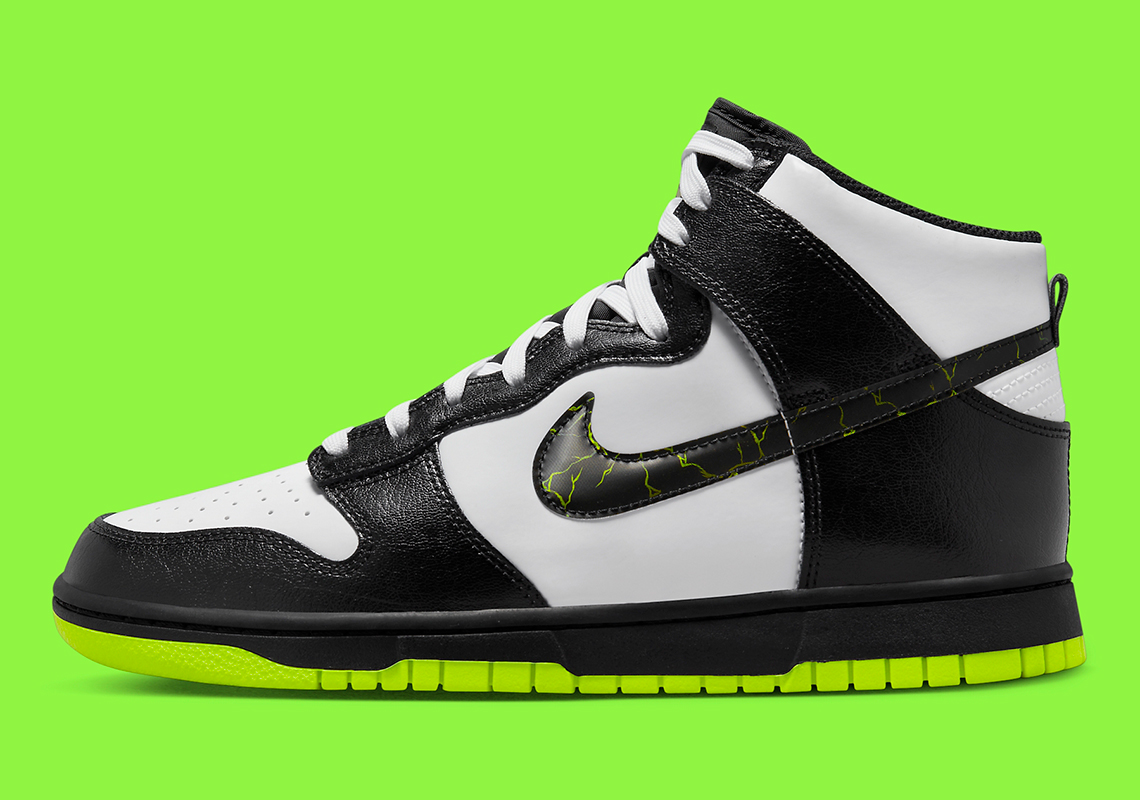 Nike Dunk High Black White Neon Electric Green Fd0732 100 2