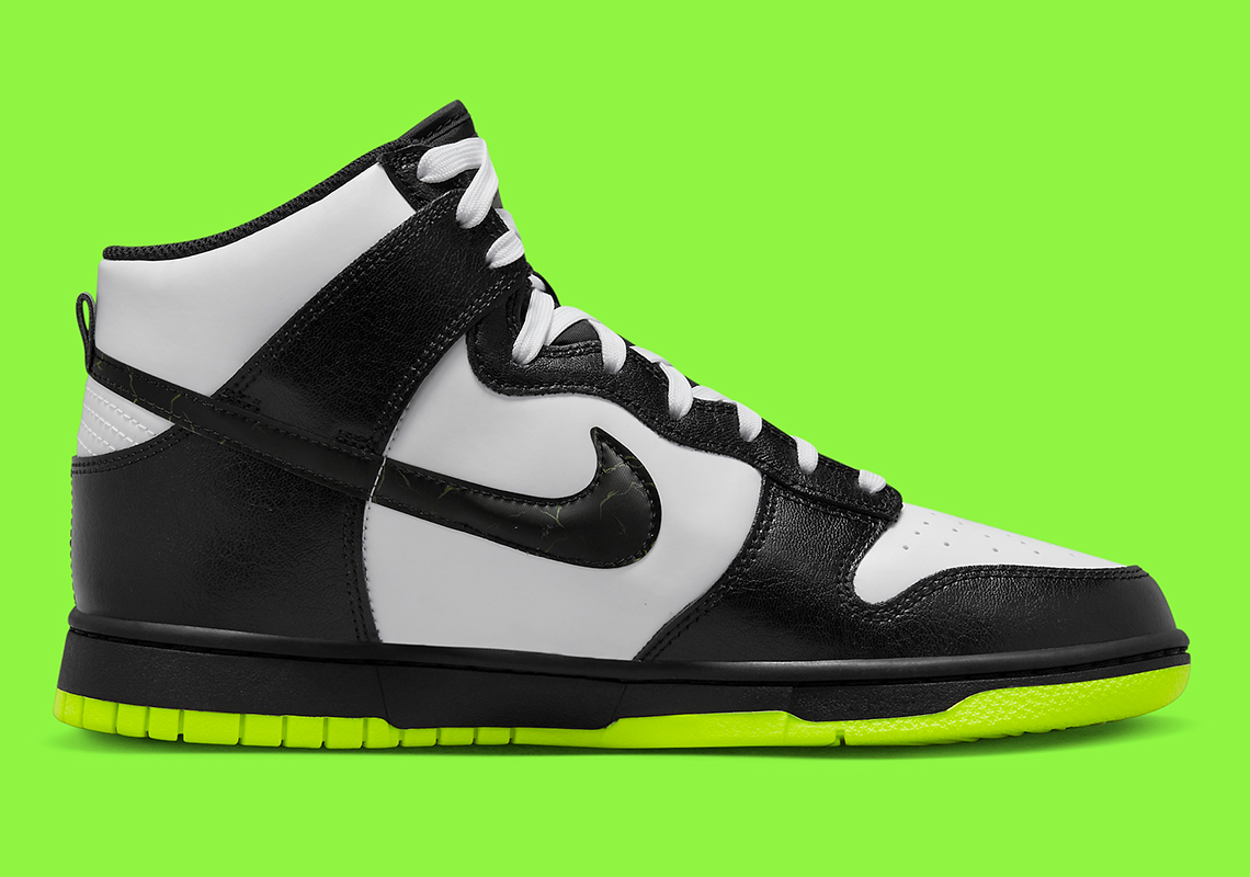 Nike Dunk High Black White Neon Electric Green Fd0732 100 9