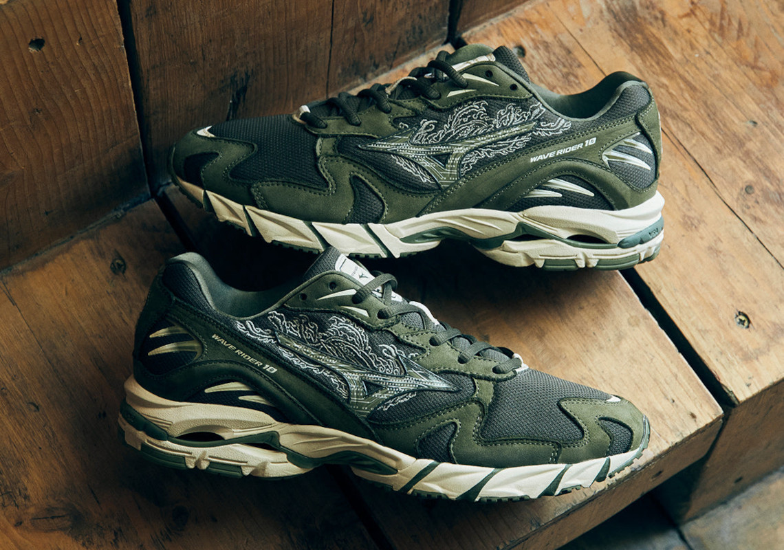 Maharishi Brings A Muted Olive Phoenix To The Mizuno Wave Rider 10