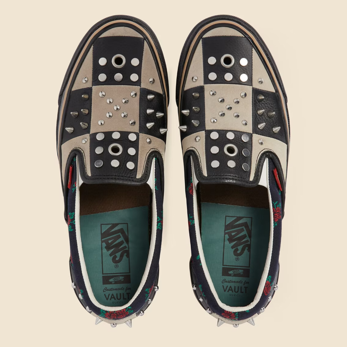 Gucci Continuum Vans Slip On Black Checker Floral 2