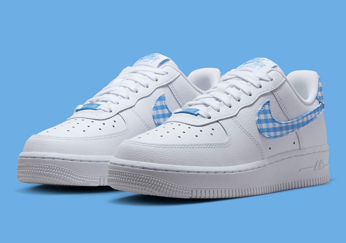 The Nike Air Force 1 Low Sets Up A Picnic In "University Blue" Gingham Plaids