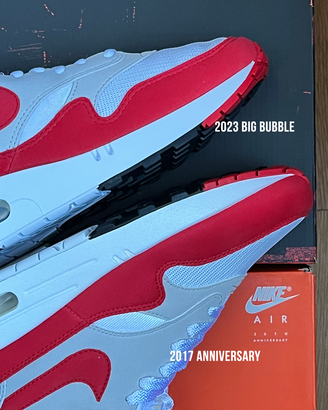 Nike Air Max 1 2017 Vs 2023 Toebox