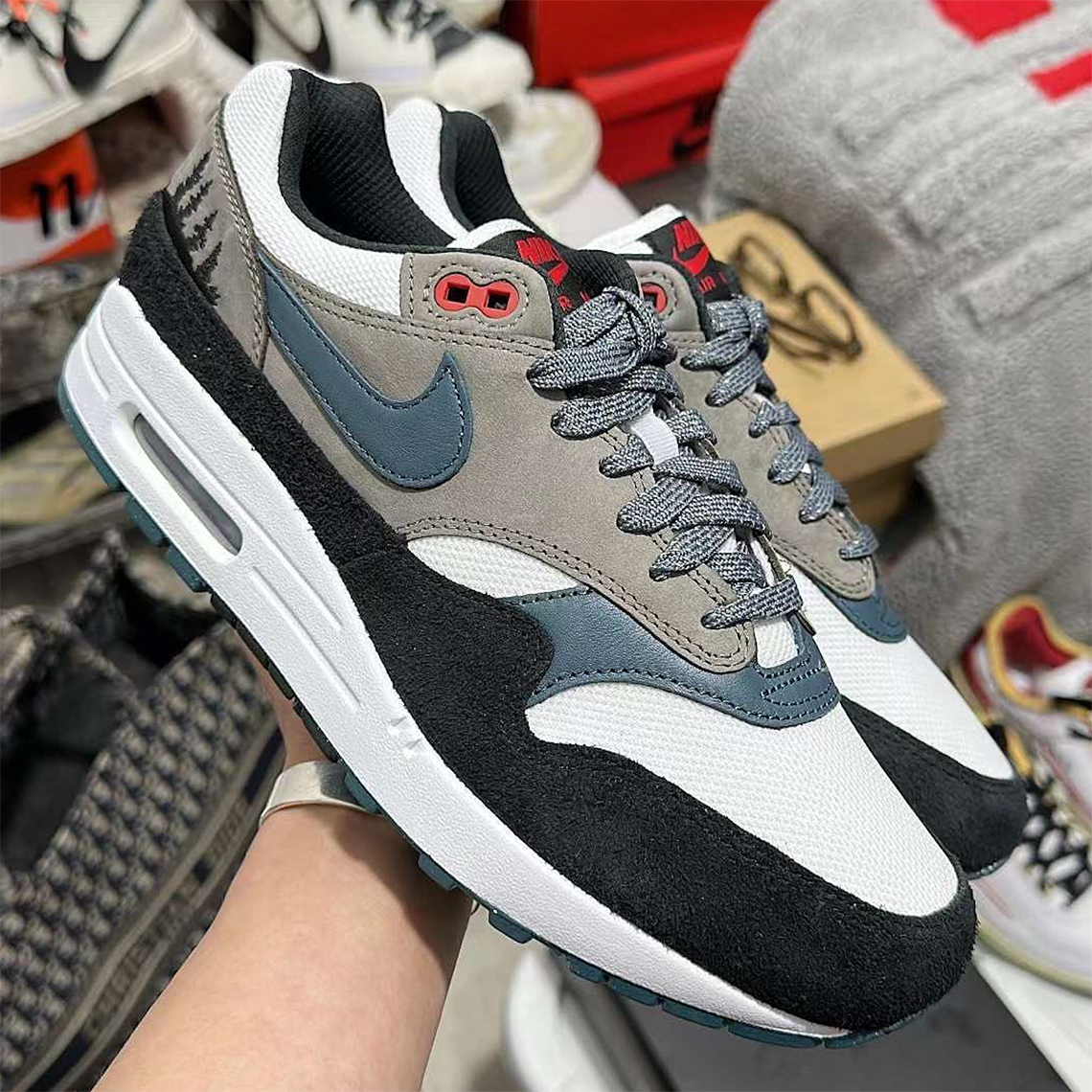 Nike Air Max 1 White Slate Blue Black Soft Grey Fj0698 100 2