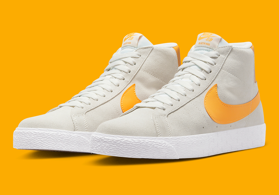 Nike SB Blazer Mid Combines Summit White And Laser Orange