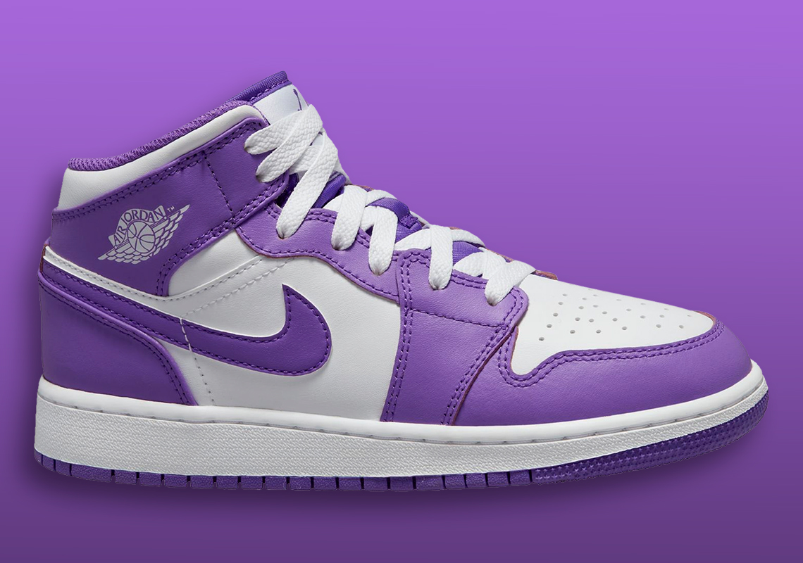 This Kid's Air Jordan 1 Mid Gets A Clean "White/Purple" Finish