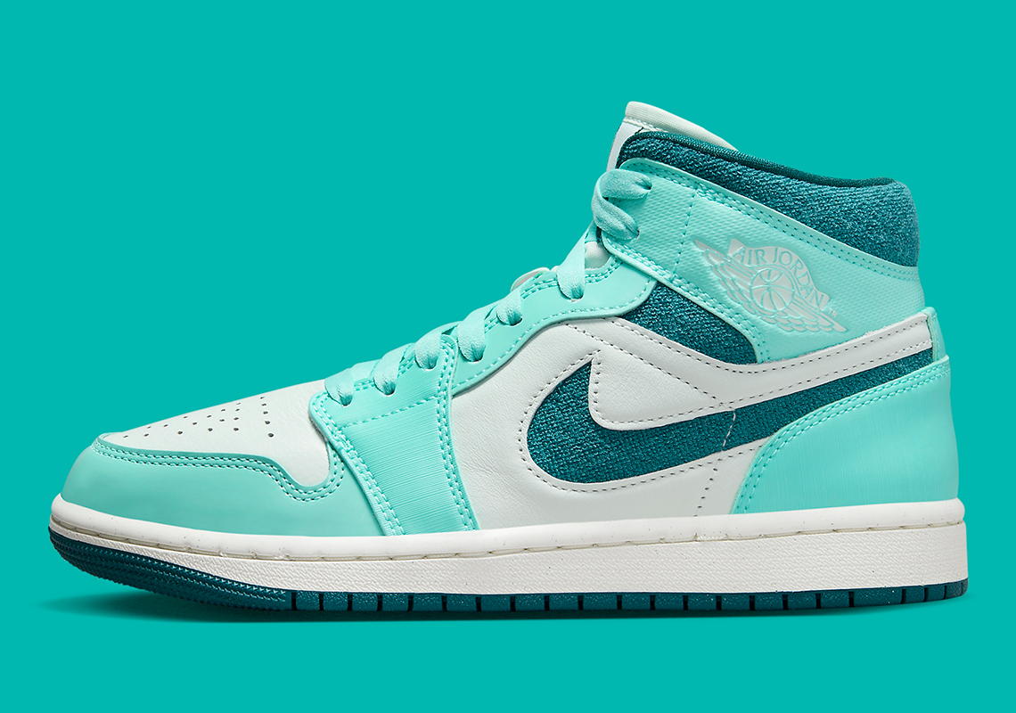 Air Jordan 1 Mid Teal Chenille Bleached Turquoise Dz3745 300 2