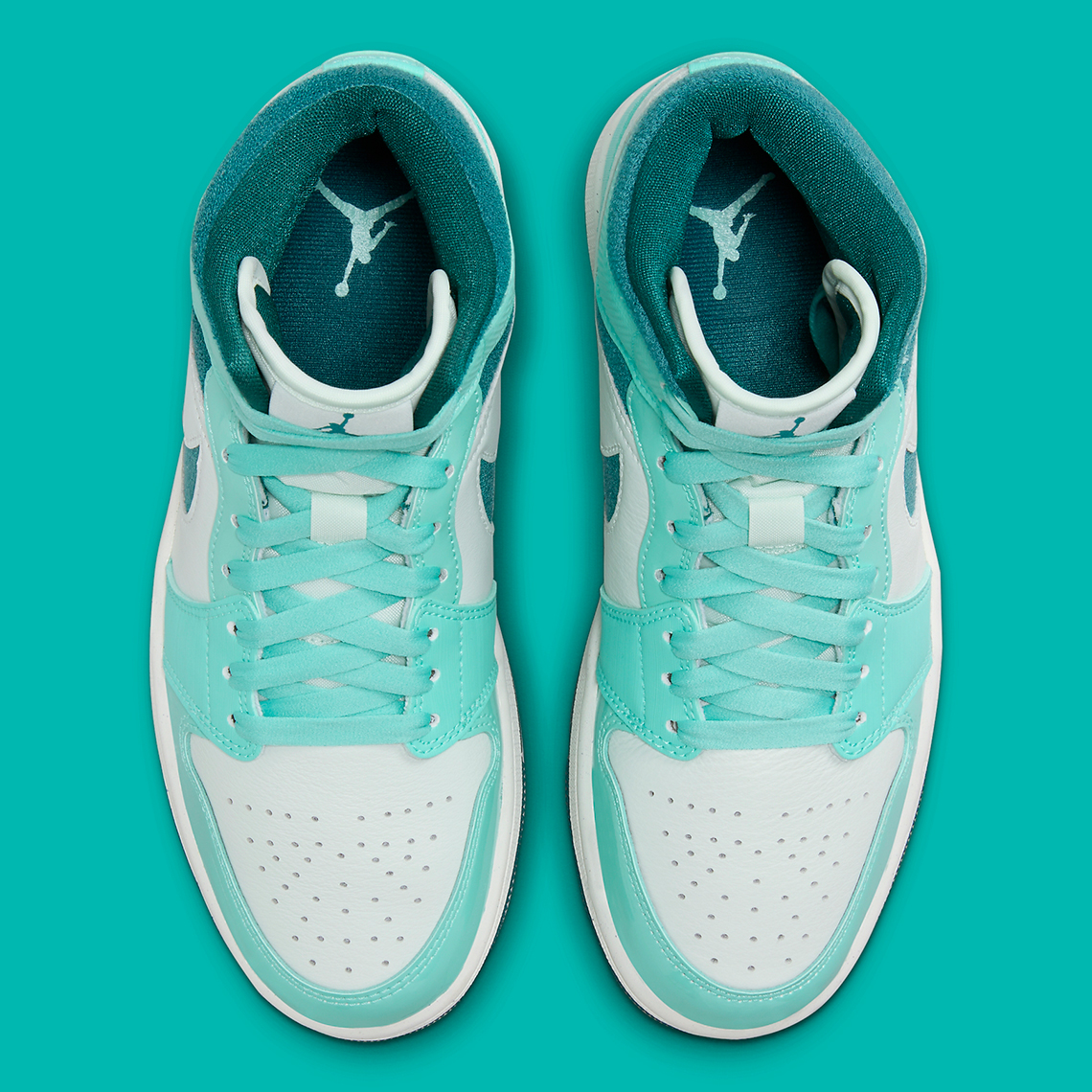 Air Jordan 1 Mid Teal Chenille Bleached Turquoise Dz3745 300 4