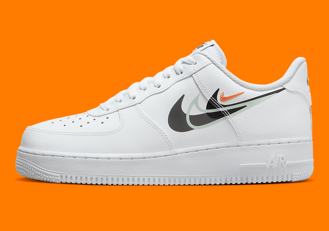 Nike Air Force 1 Low Multi Swoosh White Black Orange Fn7807 100 2