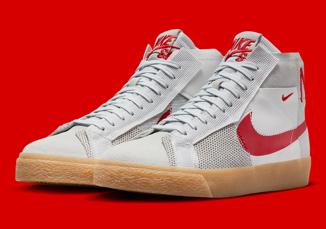 Nike Sb Blazer Light Grey Red Gum Fd5113 100 7