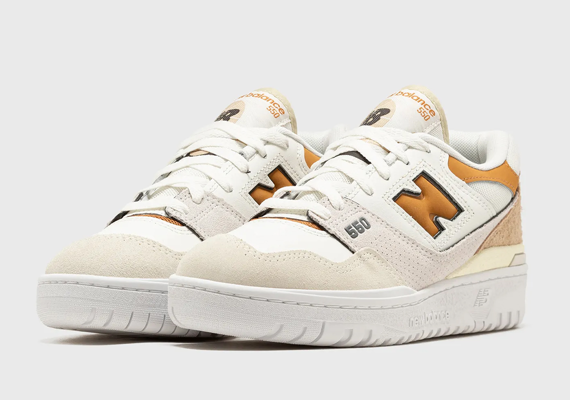 The New Balance 550 Pairs Sea Salt With A Hint Of Orange