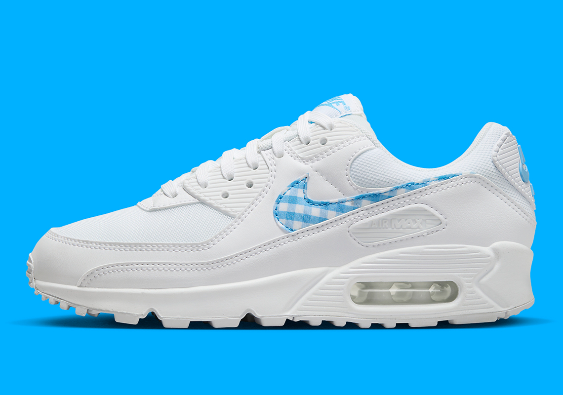 The Nike Air Max 90 Appears With "University Blue" Gingham Swooshes