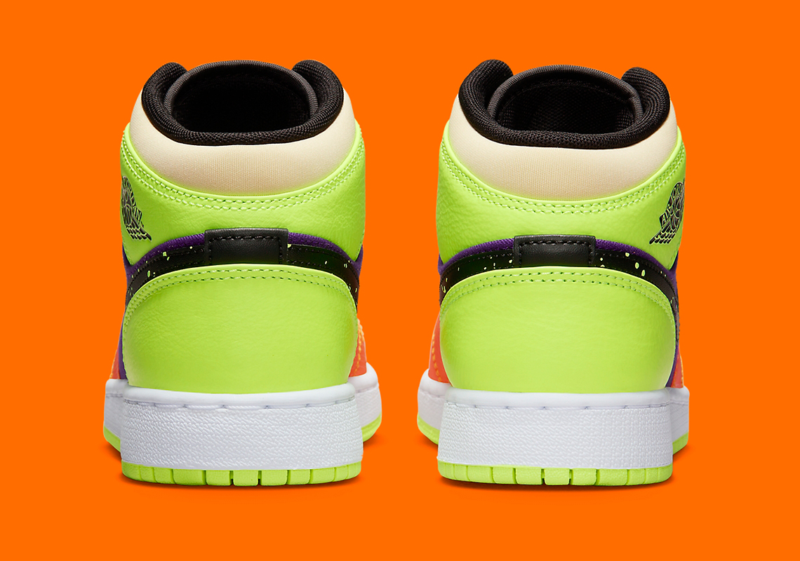 Air Jordan 1 Mid Se Gs Volt Black Vivid Orange Fd8795 700 5