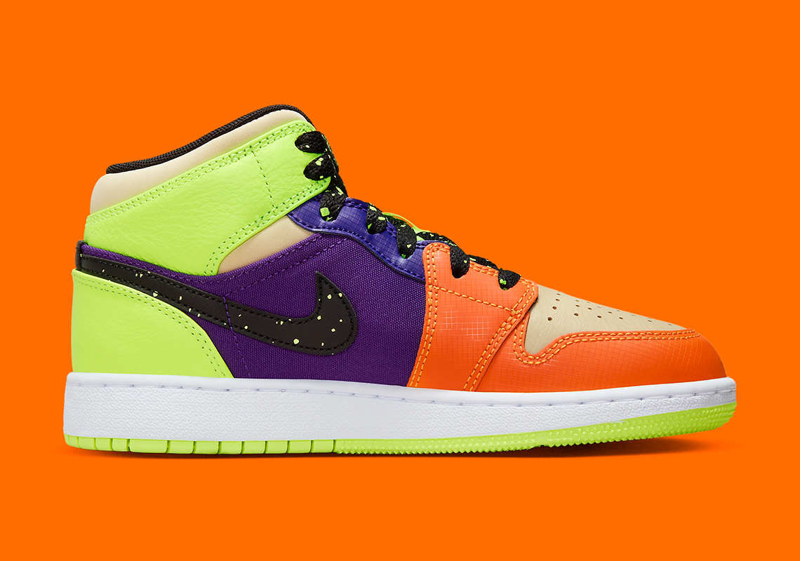 Air Jordan 1 Mid Se Gs Volt Black Vivid Orange Fd8795 700 8