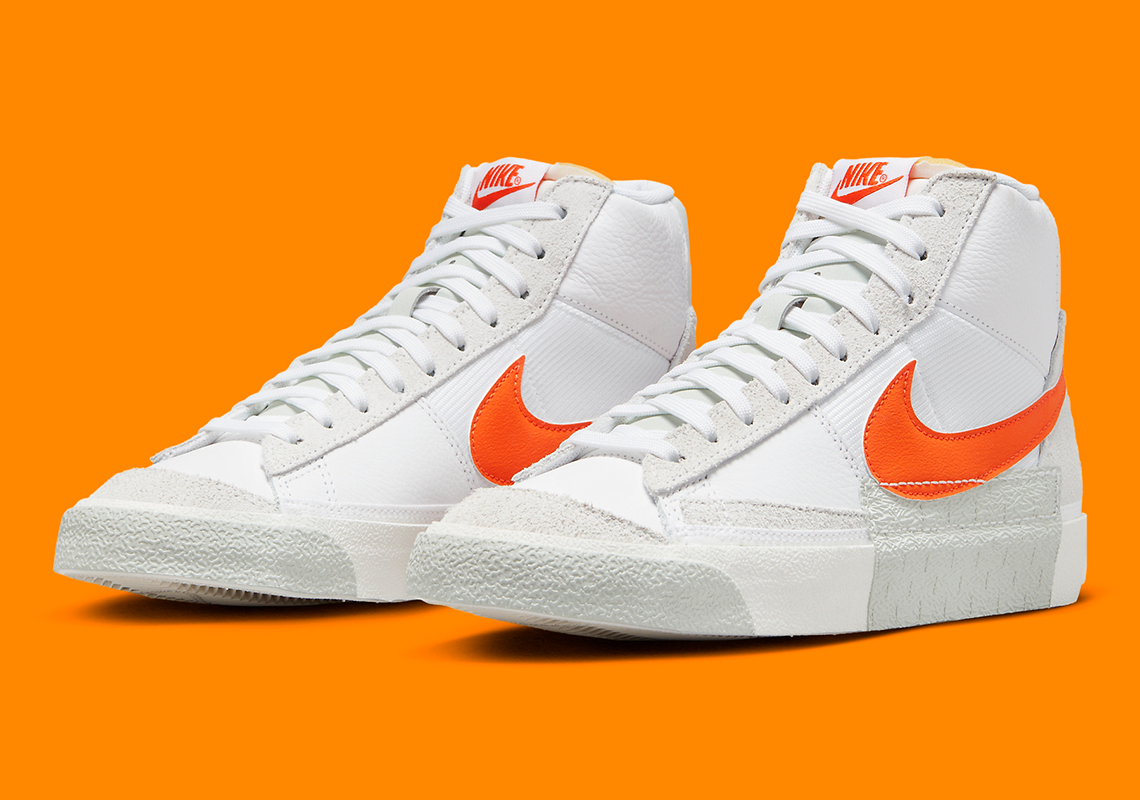 Bright Orange Swooshes Land On The Nike Blazer Mid Pro Club