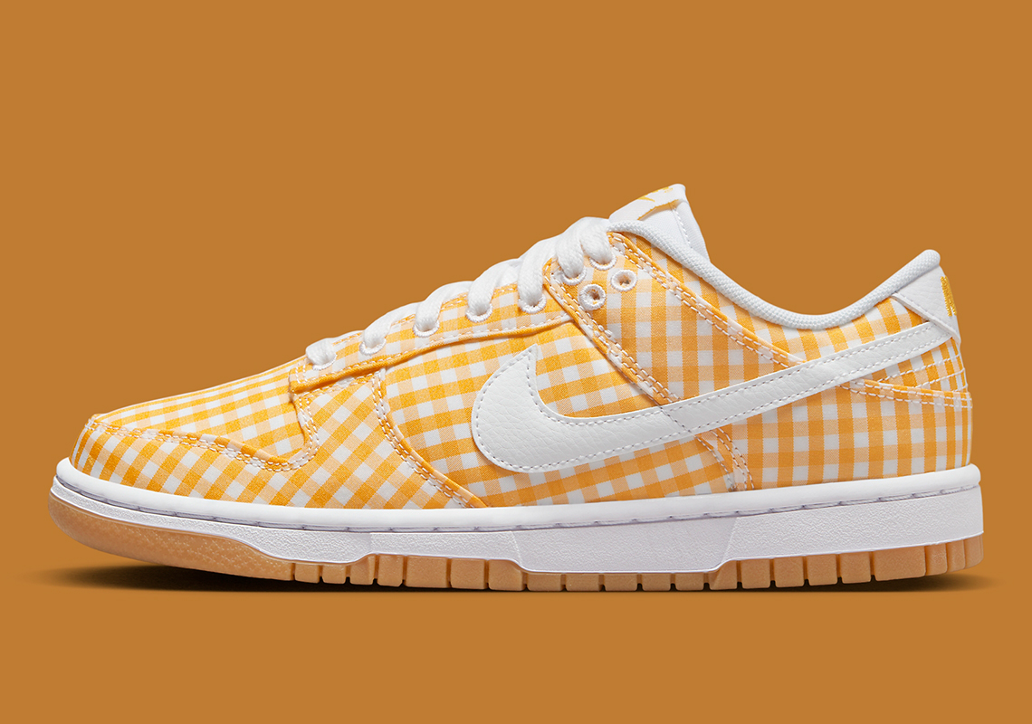 Nike Dunk Low Vivid Sulfur Gingham Plaid Dz2777 700 8