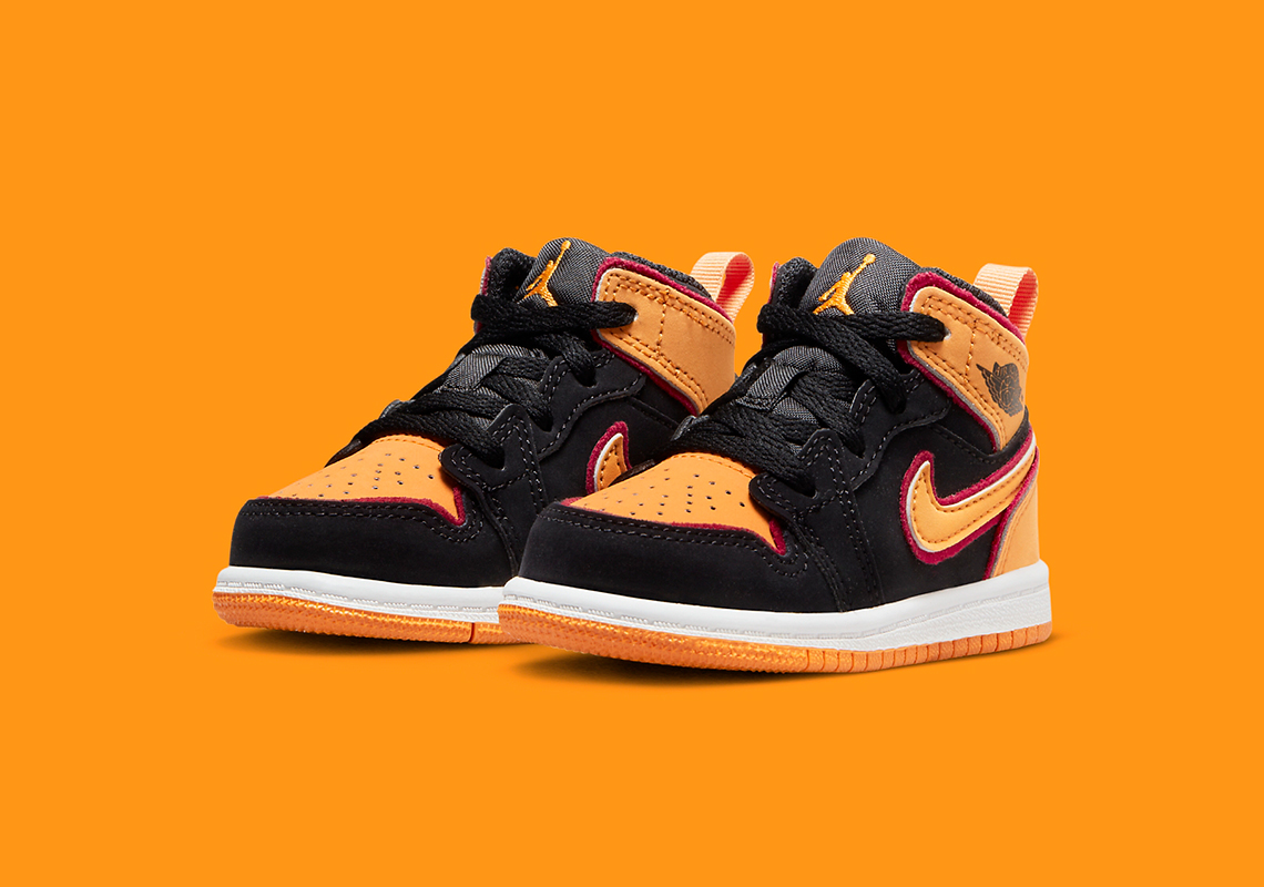 Air Jordan 1 Mid Td Black Vivid Orange Cardinal Red Fj4926 008