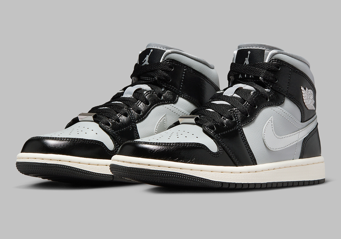 Air Jordan 1 Mid Womens Black Metallic Silver Sail Fb9892 002 1