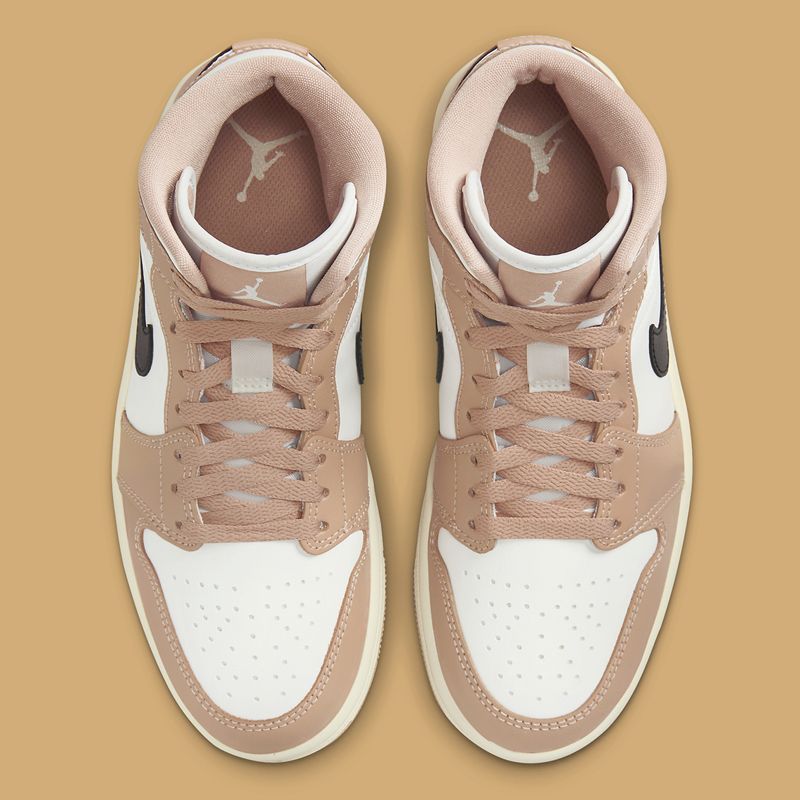 Air Jordan 1 Mid Womens Tan Black Bq6472 103 1