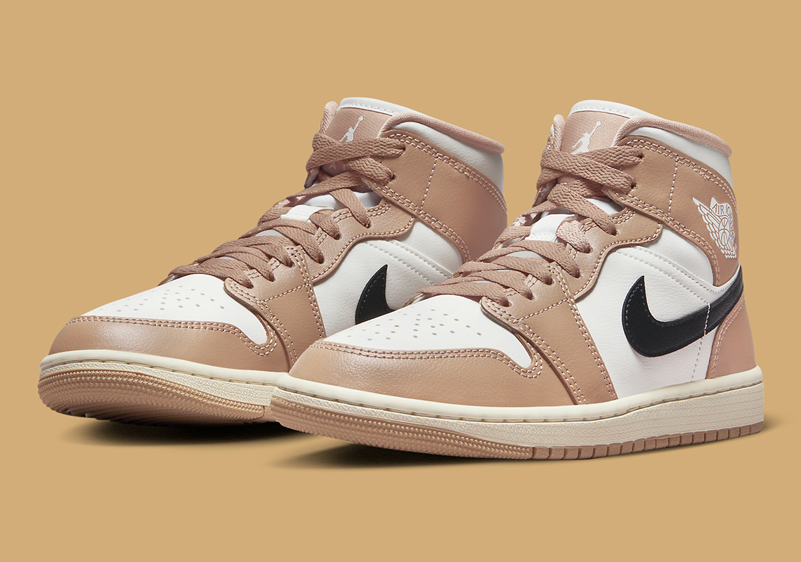 Air Jordan 1 Mid Womens Tan Black Bq6472 103 7