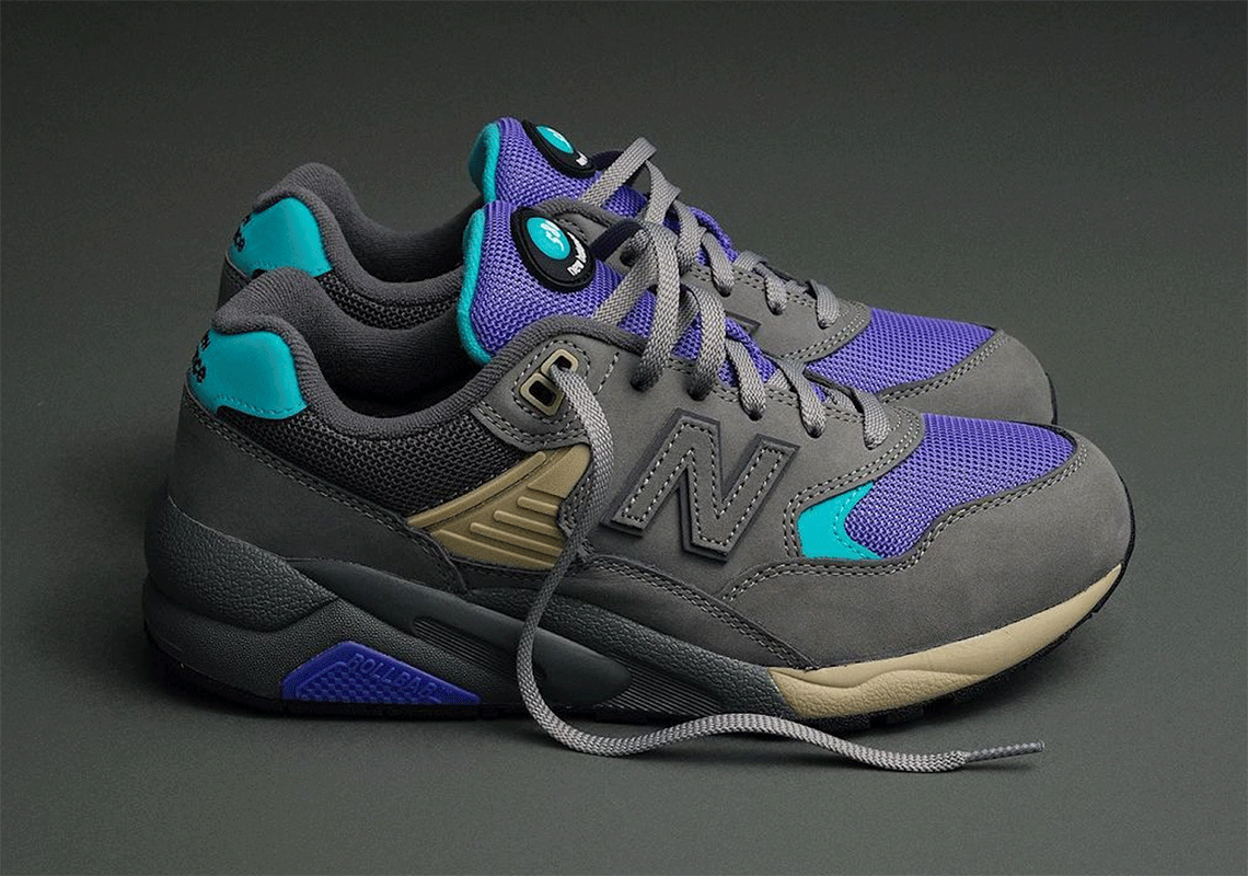 Muted Grey Joins Vibrant Purple And Aqua Tones On This New Balance 580