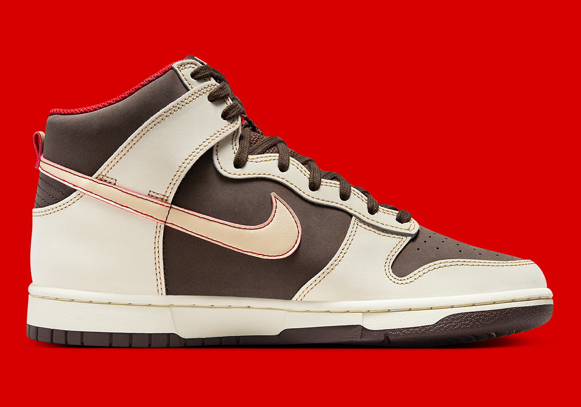 Nike Dunk High Sail Brown Red Fb8892 200 1