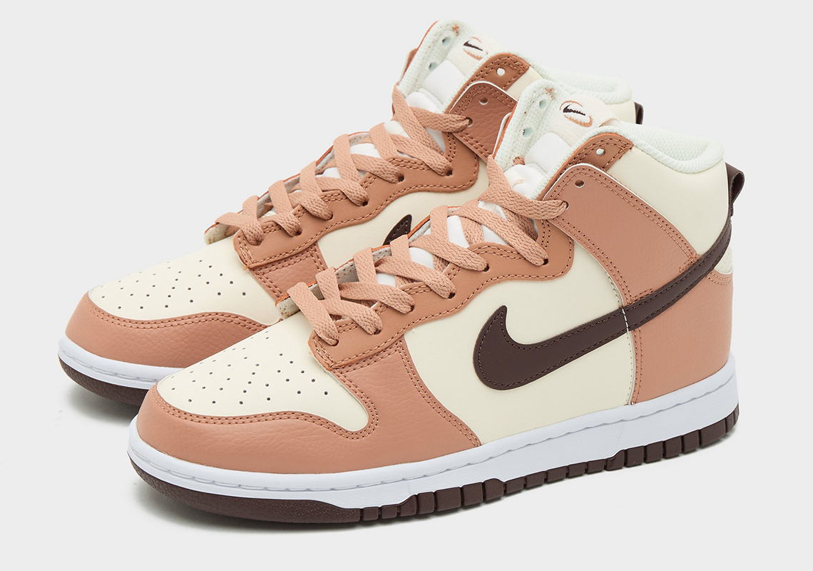 The Nike Dunk High Mixes Tan And Brown