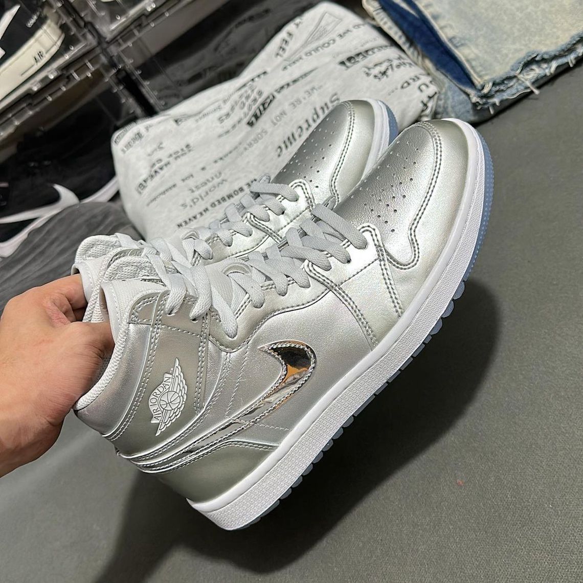 Air Jordan 1 High Golf Metallic Silver 2