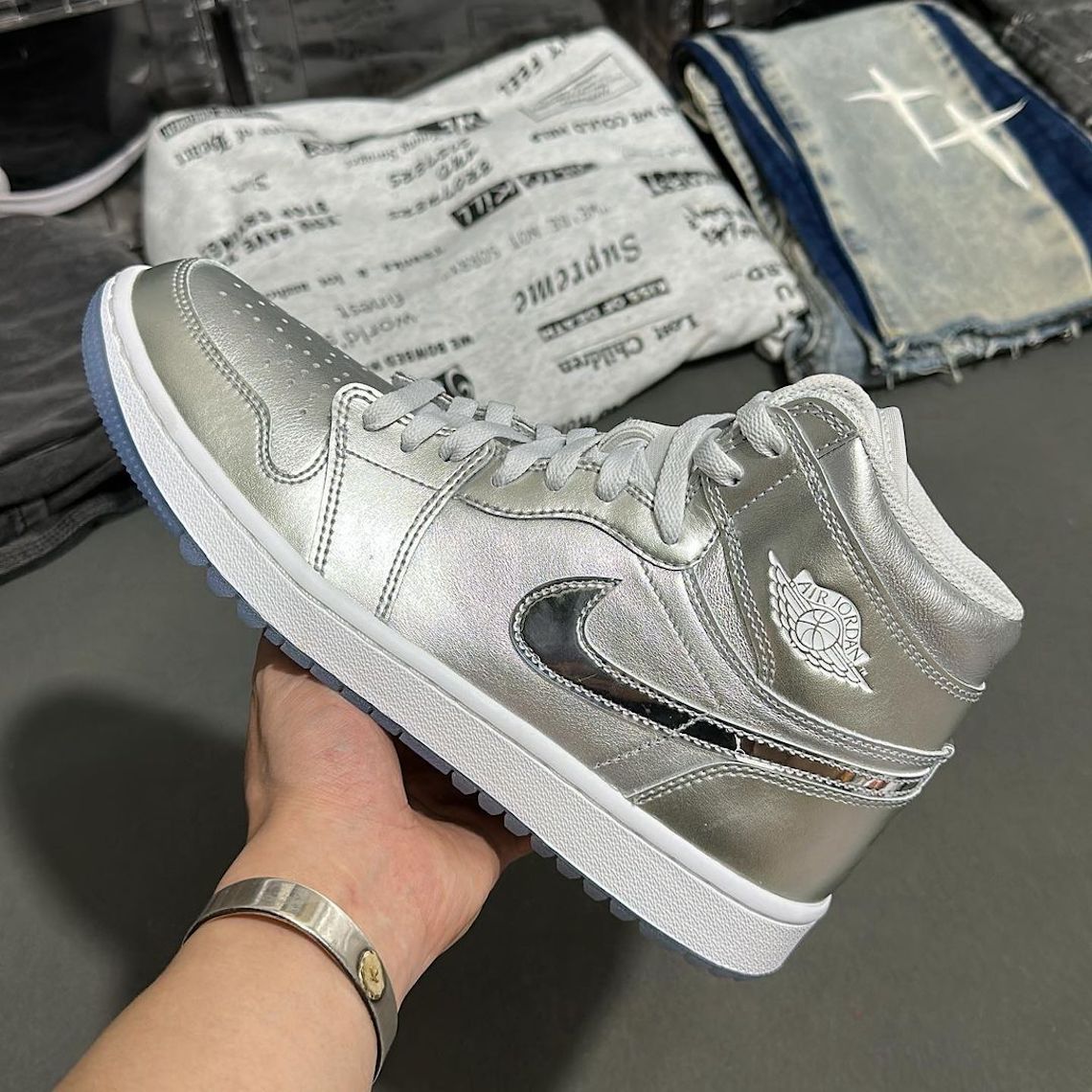 Air Jordan 1 High Golf Metallic Silver 3